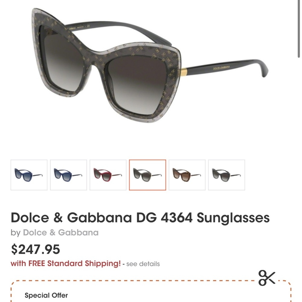 Dolce & Gabbana Black Cat-Eye Sunglasses with Gradient Lenses